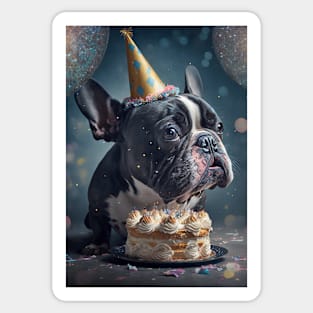 Pied French Bulldog Birthday Card #5 Sticker